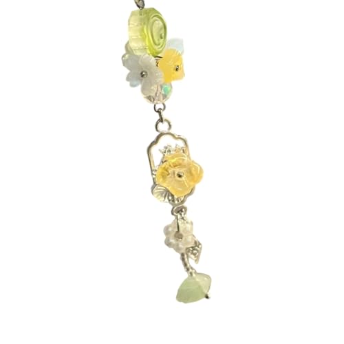 Floral Winds Chimes Phone Charm with Acrylic Beads Adjustable Colors Stylish Phone Charm for Keychain Purse Decoration Acrylic B