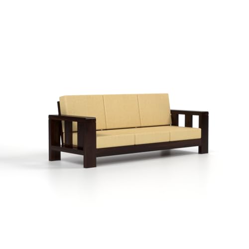 Image of Solid Sheesham Wood Sofa Set 5 Seater for Living Room | Wooden 5-Person Sofa Set for Home Office | 3+2 Sofa Sets for Living Room | (Walnut, 5 Seater)