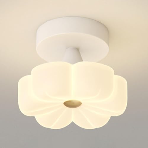Plafonnier LED tricolore en métal blanc au design de fleurs nordiques pour salon
