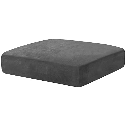 CHELZEN Velvet Sofa Seat Cushion Cover, Stretch Sofa Cushion Slipcovers, Couch Cushion Covers, Replacement for Individual Cushion Furniture Protector(Large 1 Seater, Gray)