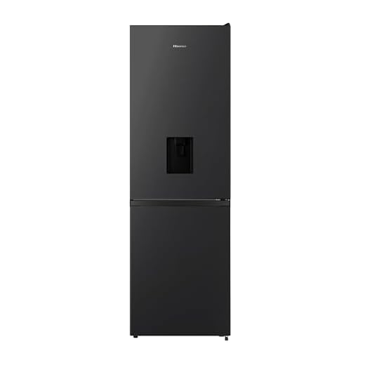 Hisense RB390N4WBE 60cm Freestanding 60/40 Fridge Freezer - 304 litre capacity - Total No Frost - Non-plumbed Water Dispenser - Black - F Rated, H186 x W59.5 x D59.0