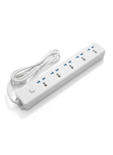 Image of SBF Extension Board with 3 USB Charging Ports & 4 Universal Sockets | 10 Amp Heavy Duty Power Strip with 2 Meter Cable, Overload Protection & Switch | Multi Plug Extension Cord (White(5P 2USB 1C))