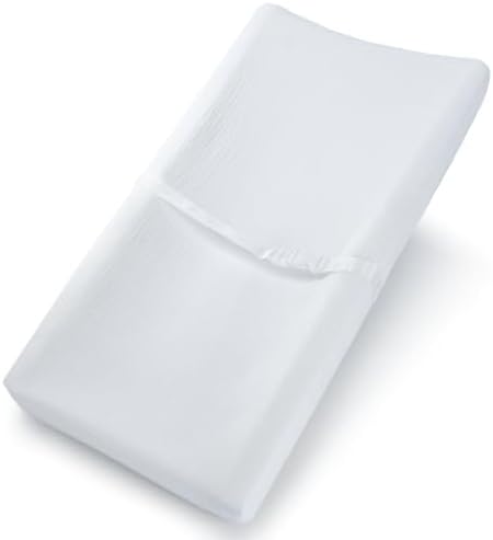 Muslin Fitted Changing Pad Cover, Extra Soft Diaper Changing Station Covers for Baby Girls Boys, Changing Pad Sheets Neutral by Comfy Cubs, White