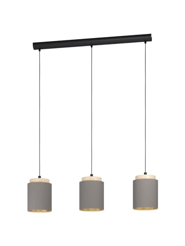Lustre moderne tissu et bois 3 lumières pour illuminer votre salon ou la chambre d'enfant