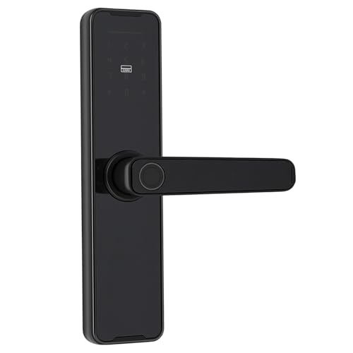 Cerradura inteligente, Smart Lock Cerradura electrónica con huella dactilar + código + llave + tarjeta + contraseña temporal para puerta principal 35 50mm