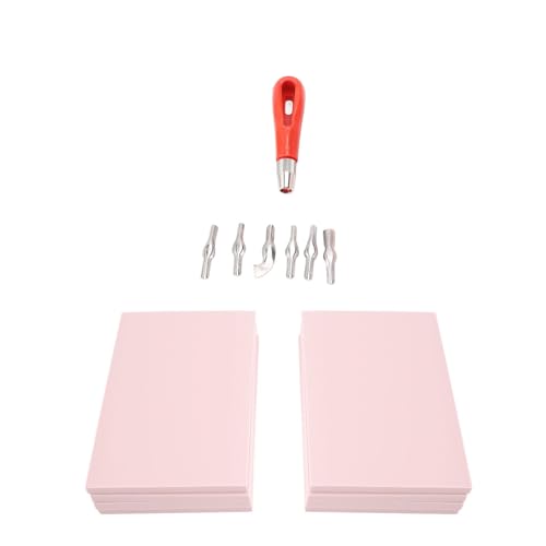 Gravure de tampons kit complet linogravure avec blocs caoutchouc rose et gouges scrapbooking - 4