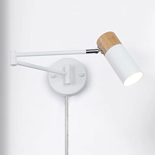 Image of COSYLUX Modern Swing Arm Plug in Wall Sconces for Bedroom, White