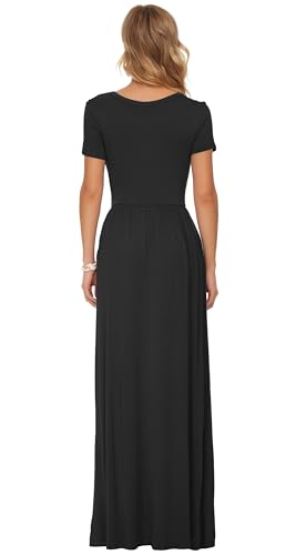 Image of AUSELILY Women's Classic Short Sleeve Loose Plain Casual Long Maxi Dresses for Women 2026