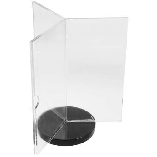 Image of GLEAVI Rotating Menu Holder Stand with A4 Acrylic and 3 Sided Sign Frame Triangular Construction 360 Degree Rotating Swivel Base for Restaurant Tables and Reception Desks