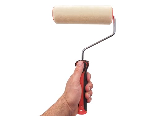 Rodillo pintura pared. Rodillo pintura de Microfibra con Portarodillo Cromado. Mango Antideslizante Bimaterial ABS y Rodillo Intercambiable. Ideal para Paredes Rugosas, Gotelé y Techos. Rodillos.