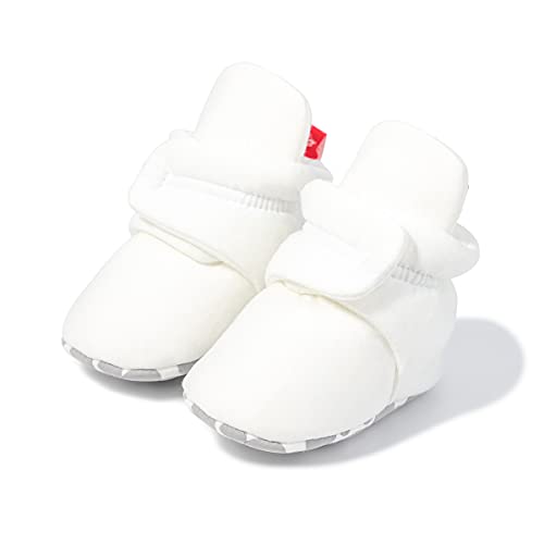 Image of Babelvit Newborn Baby Boy Girl Soft Fleece Booties Stay On Infant Slippers Socks Shoe Non Skid Gripper Toddler First Walkers Winter Ankle Crib Shoes