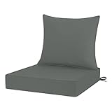 HOMELYSIAN Outdoor Chair Cushions 24x24, Patio Furniture Cushions with Removable Cover, Outdoor Deep Seat Cushion Set with Ties and Handle, Waterproof Outdoor Cushions for Chair Sofa Couch, Dark Grey
