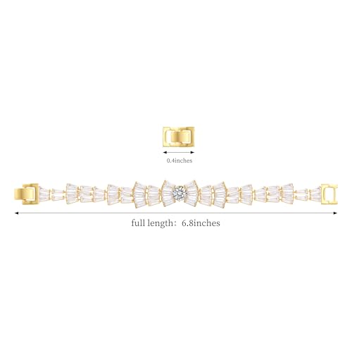 14K Gold Plated Women’s Tennis Bracelet – Sleek CZ Line Bracelet, Fits 6.0"–7.2" Wrist – Sparkly Everyday Jewelry Gift, Contemporary Tennis Bracelets for Women2