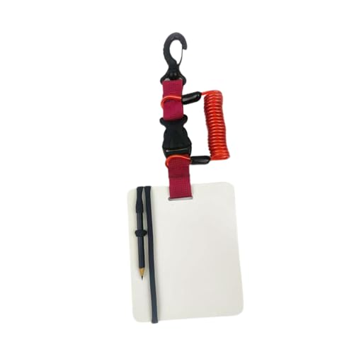 Aosekaa Writing Slate for Scuba Diving Underwater Writing Slate with Swivel Clip and Pencil Compact Reusable Underwater, red