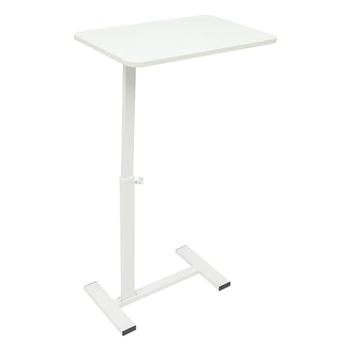 GUDBYWXB Overbed Bedside Table with Wheels, Adjustable Bed Table, Mobile Standing Desk, Rolling Laptop Table, 44.09lbs Load Capacity, for Homes, Offices (White)