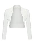 Damen Langarm Bolero Festlich Schulterjacke Kurzbolero (700) Weiß, L