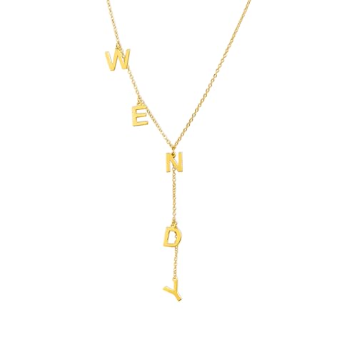 AILIN Custom Lariat Necklace for Women 925 Sterling Silver/Stainless Steel 18K Gold Plated Personalized 3-9 Letters Initial Necklace for Her Y Shape Name Necklaces Birthday Christmas Gifts For Mother