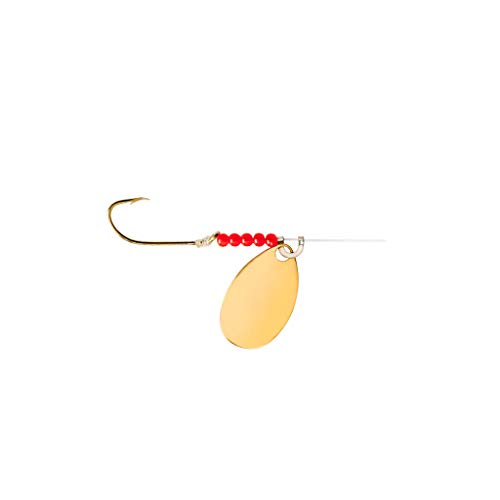 Little Joe Red Devil Single Hook Spinner Rig Fishing Lure with Indiana Blade, Freshwater Fishing Accessories, 36-Inch Snell, #4 Hook, Gold
