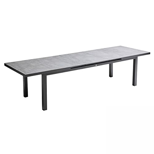 Oviala Table de Jardin rectangulaire Extensible béton 12 à 14 Places