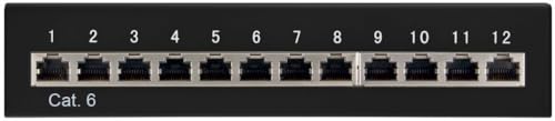 Patch Panel Cat 6 Goobay de 12 puertos STP negro para conectar oficinas y hogares