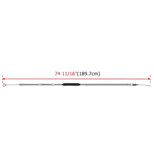 Image of Mofun Stainless Steel Braided Clutch Cable 74 11 /16 inch Extended Length Compatible with Harley Softail Fat Boy Slim 2007-2017, Fit Dyna Fat Bob Street Bob Touring Chrome