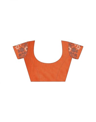 Image of SIRIL Women's Cotton Linen Printed, Zari Border One Minute Ready To Wear Saree With Unstitched Blouse Piece