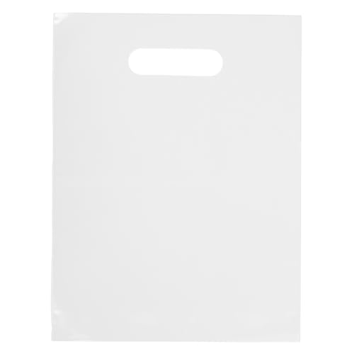 Image of Practicon Plastic Merchandise Bag with Die Cut Handle, 9 inch x 12 inch Size, 2 Mil Bag, 100 Pack, Clear
