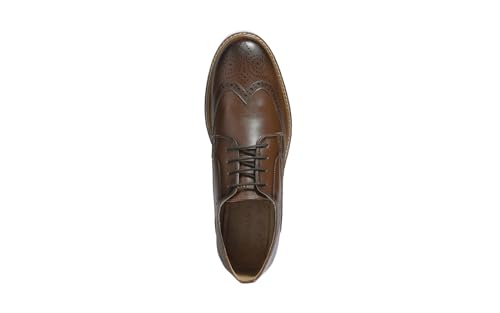 Image of Neeman's Luxe Brogues for Men | Antique Finish Faux Leather (PU) with Mendelian Brogue Pattern | Comfortable Semi-Casual Brogues