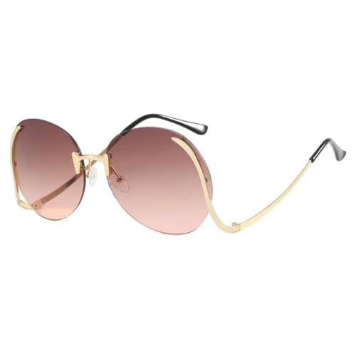 Lunettes de soleil de luxe sans contour grand modèle pour femme élégante au dégradé marron