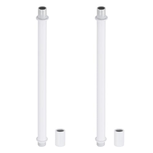 Image of PATIKIL Straight Pipe Lamp Stems Rod Kit, 2 Set M10 Carbon Steel 180mm(7.09 inch) Long Double End Thread Rod with Coupling Nuts Sleeve Connector for Table Lamps Chandeliers,White