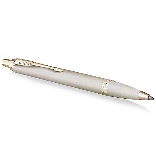 Image of Parker IM Monochrome Ballpoint Pen Champagne Finish Medium Point Blue Ink Includes Gift Box