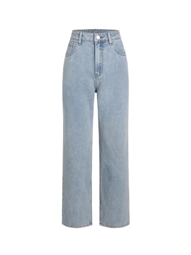 CIDER Solid Mid Waist Pocket Straight Leg Jeans