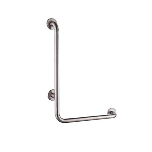 Barre d'appui de sécurité en L pour salle de bain avec porte-serviette inox chromé