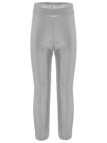 JEATHA Kids Girls Shiny Metallic Workout Sports Leggings Dance Stage Performance Stretchy Pants Dancewear