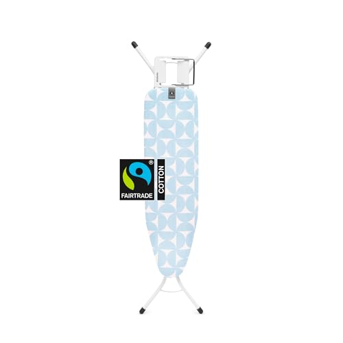 Image of Brabantia Compact Ironing Board with Left /Right Adjustable Steam Iron Rest | Small (Size A) | Fairtrade Fresh Breeze Cover | Adjustable Height (27-38 inch), Easy Fold, Anti-Collapse Lock, Non-Slip Feet