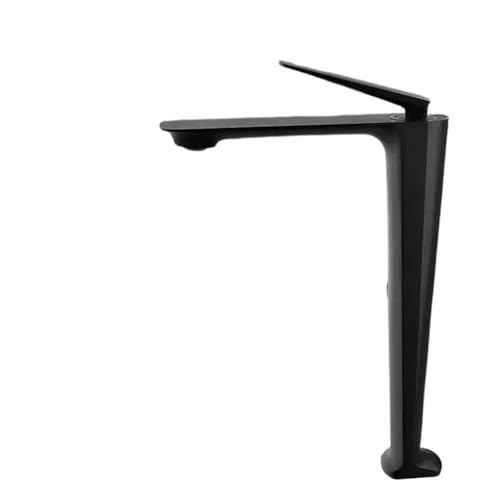Grifo De Lavabo Grifo for lavabo de baño alto, color oro cepillado, negro, con mezclador agua caliente y fría for inodoro montado en la cubierta(Black)
