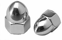 Chrome Acorn Nuts for Harley-Davidson Mirrors, Sold in Pairs - 5/16" -24 UNF Thread