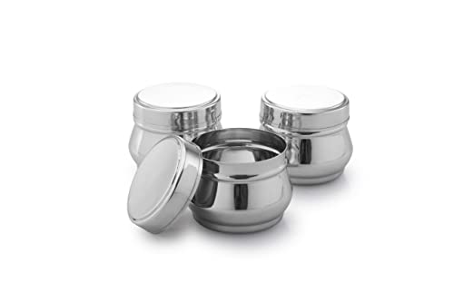 Expresso Stainless Steel Small/Mini Box Dabba/Container/Storage Box, Capacity-150Ml Each, Set Of 3, Silver