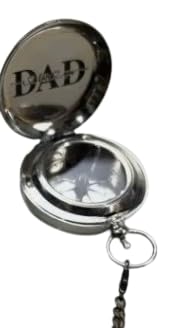 Brújula grabada de níquel con caja de madera – Personalizada para papá miniatura 5