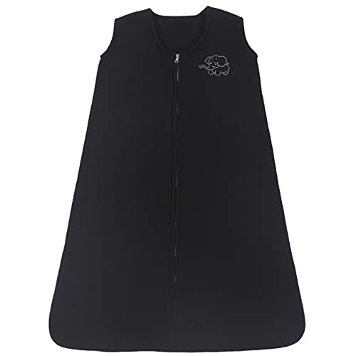 Image of Belsden Micro-Fleece Baby Wearable Blanket 6-12M, Ultra Soft Cozy Safe Baby Sleep Bag and Sack Tog 1, Fit Infants Baby Boys Girls, Black, Medium