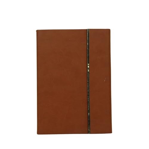 Image of A5 PU Leather Notebook with Tri Fold Magnetic Closure, PU Leather Diary with 192 Pages 80 GSM Ivory Paper for Office Business Journaling (Tan)