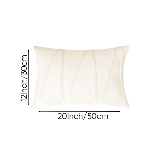 Image of Amazon Brand - Umi Decorative Striped Throw Pillow Covers 12 X 20 Inch,Soft Solid Velvet Pillow Covers Cushion Case with Zigzag Pattern for Sofa Bedroom 30 X 50 Cm (Pack of 2) Cream