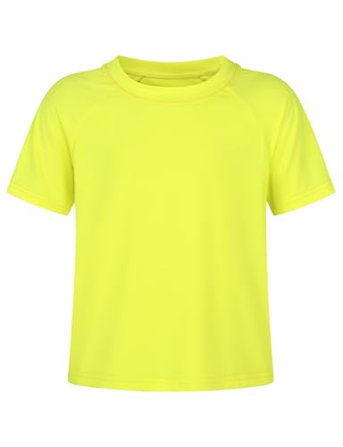 Spring&Gege Girls UPF 50+ Quick Dry Short Sleeve T Shirts Split Back Crop Athletic Workout Neon Tops2