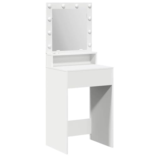 vidaXL Mesa de Tocador Blanca Moderna con Espejo LED Integrado | Elegante Vanity para Maquillaje 50 x 41 x 135 cm Muebles de Dormitorio Que Ahorran Espacio Construcción de Madera Elaborada Estación S