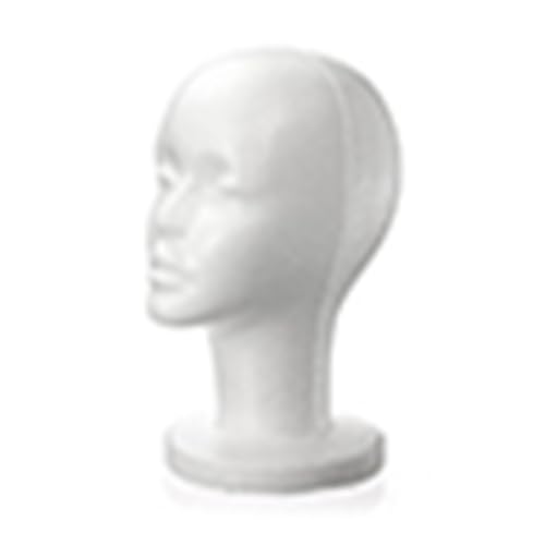 gihusrzx Tête de mannequin tendance en mousse pour femme, support de perruque pour coiffure, modèle, coiffure, chapeau, masque, salon de coiffure, blanc