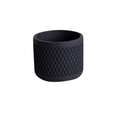 yanzhuen001 Flowerpot, Round with Grid Texture Plant Pot, for Decorate