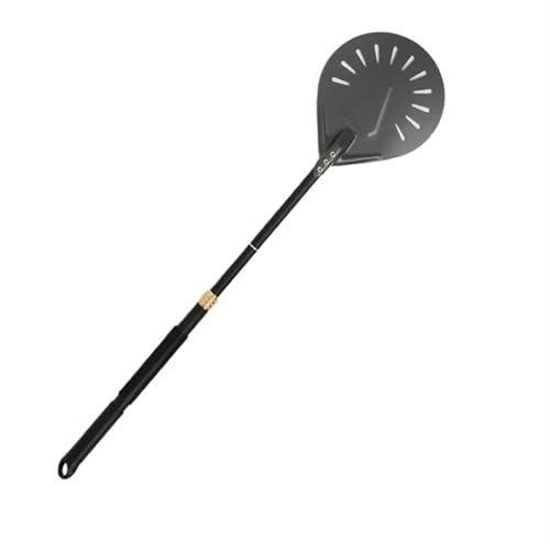 Adjustable Pizza Peel Turning Round Pizza Baking Tools Long Handle Aluminum Pizza Shovel Nonstick Kitchen for Pizza Oven, Bread Baking(Black 9inch)