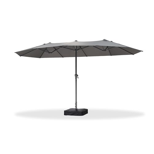 Image of PURPLE LEAF Patio Umbrella 14ft with Base UV Resistant Rectangle, Grey