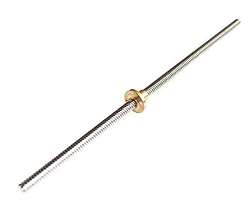 Lysee 3D Printer Parts & Accessories - Lead Screw 100mm 150mm 200mm 250mm 300mm 400mm 500mm 3D Printers Parts 8mm Trapezoidal Screws Copper Nuts Leadscrew Part - (Size: 300mm)