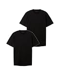 Pack doble de camisetas de hombre TOM TAILOR con cuello redondo confeccionadas en algodón, Negro (29999-Negro), XXXL